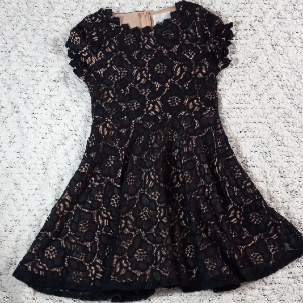 🔥Kids Rare Editions Black Floral Lace Girl Dress